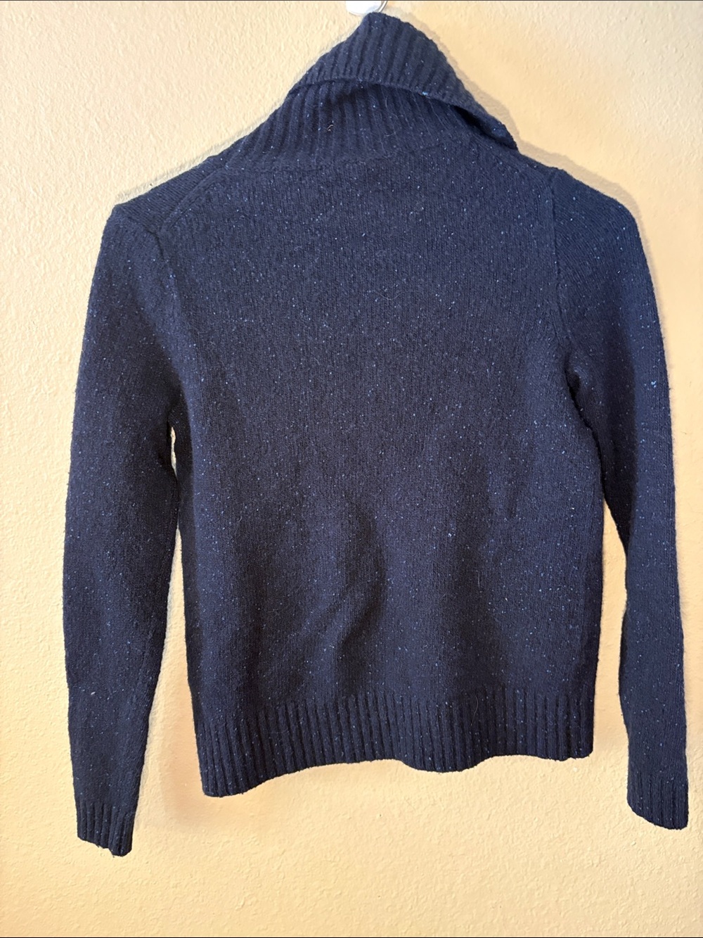 J Crew Navy Wool Cowl Neck Sweater Small Chunky Knit Minimalist - Picture 5 of 9